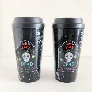 Day of The Dead Black Travel Tumblers